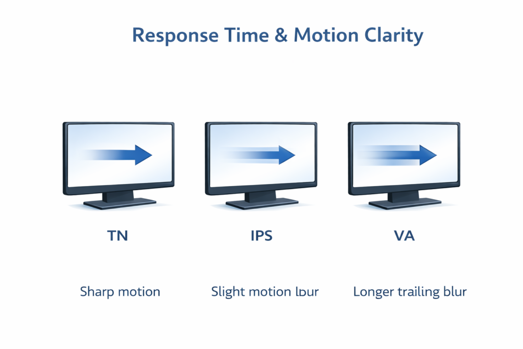 monitor response time motion blur comparison ips va tn