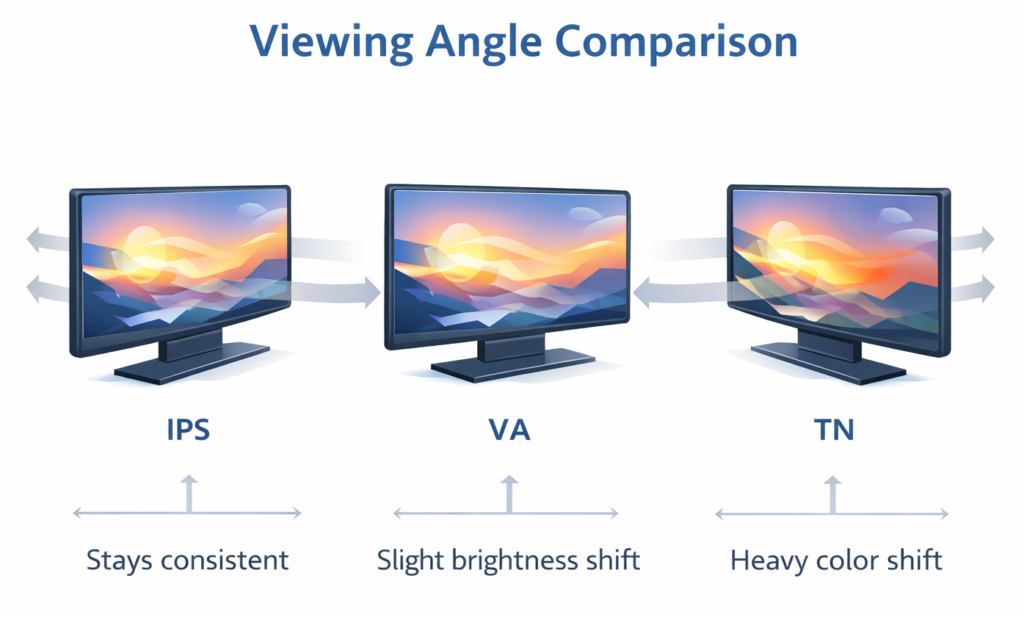 monitor viewing angle comparison ips vs va vs tn panel types