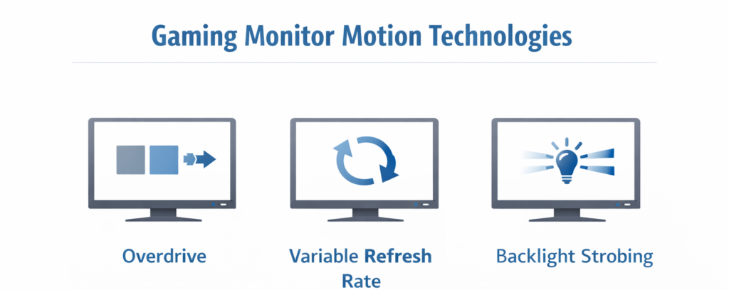 gaming monitor technologies overdrive vrr backlight strobing