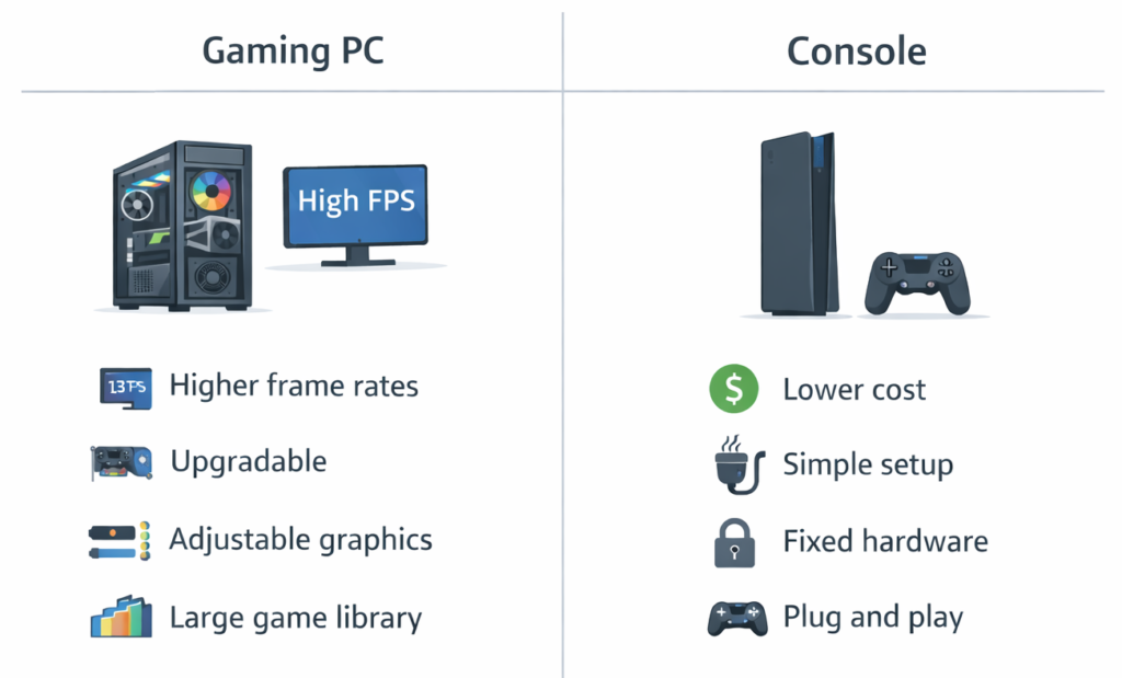 gaming pc vs console comparison chart