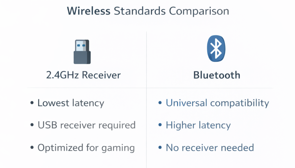 2.4ghz gaming wireless vs bluetooth comparison chart
