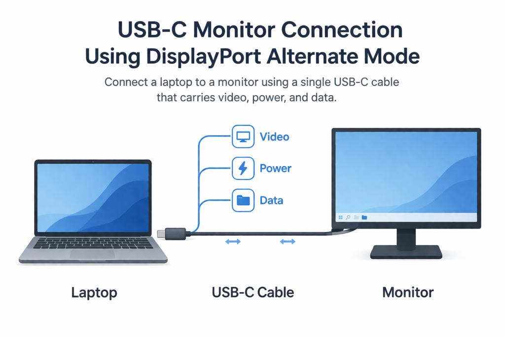 usb-c monitor connection displayport alt mode diagram