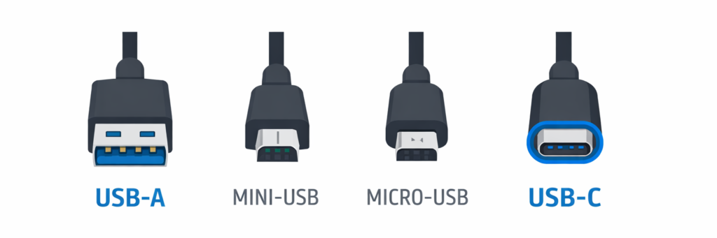 usb-c vs usb-a micro-usb mini-usb connector comparison