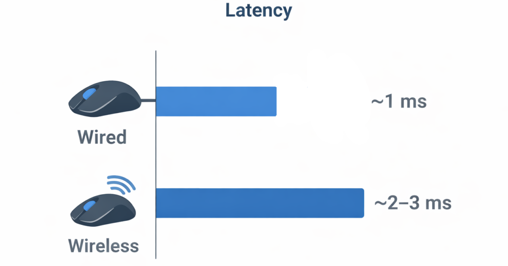 wired vs wireless gaming latency comparison chart