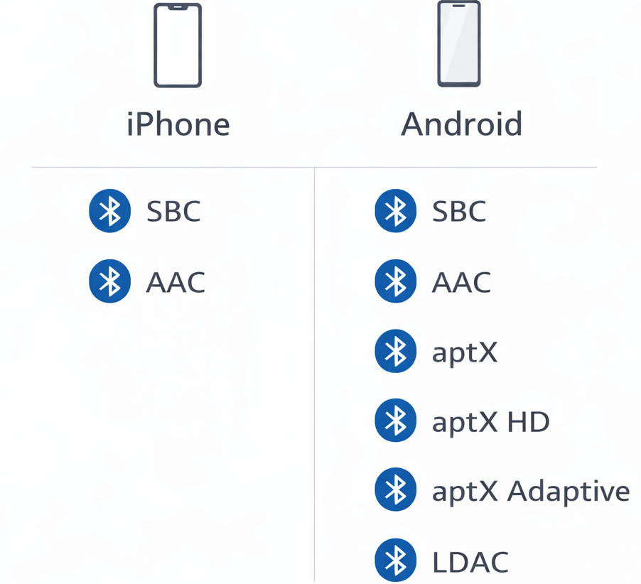 iphone vs android bluetooth codec support comparison