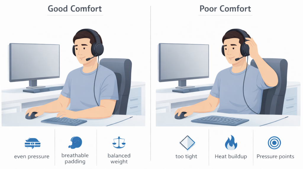 gaming headset comfort vs poor fit comparison for long sessions