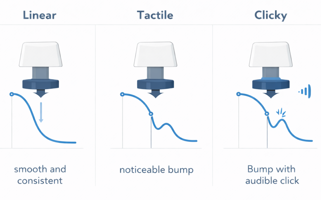 mechanical keyboard switch types linear tactile clicky